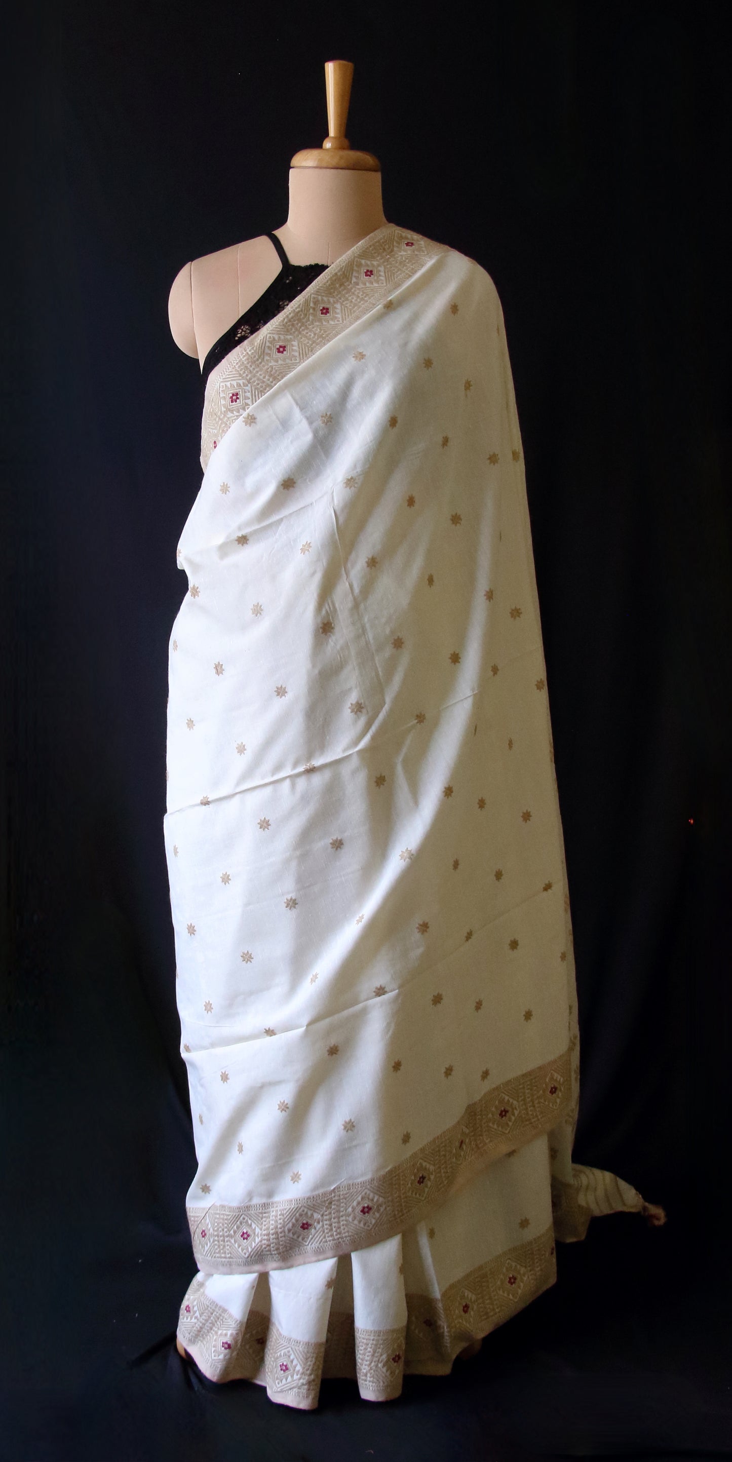 Eri Silk Saree in Natural Off White colour from Assam