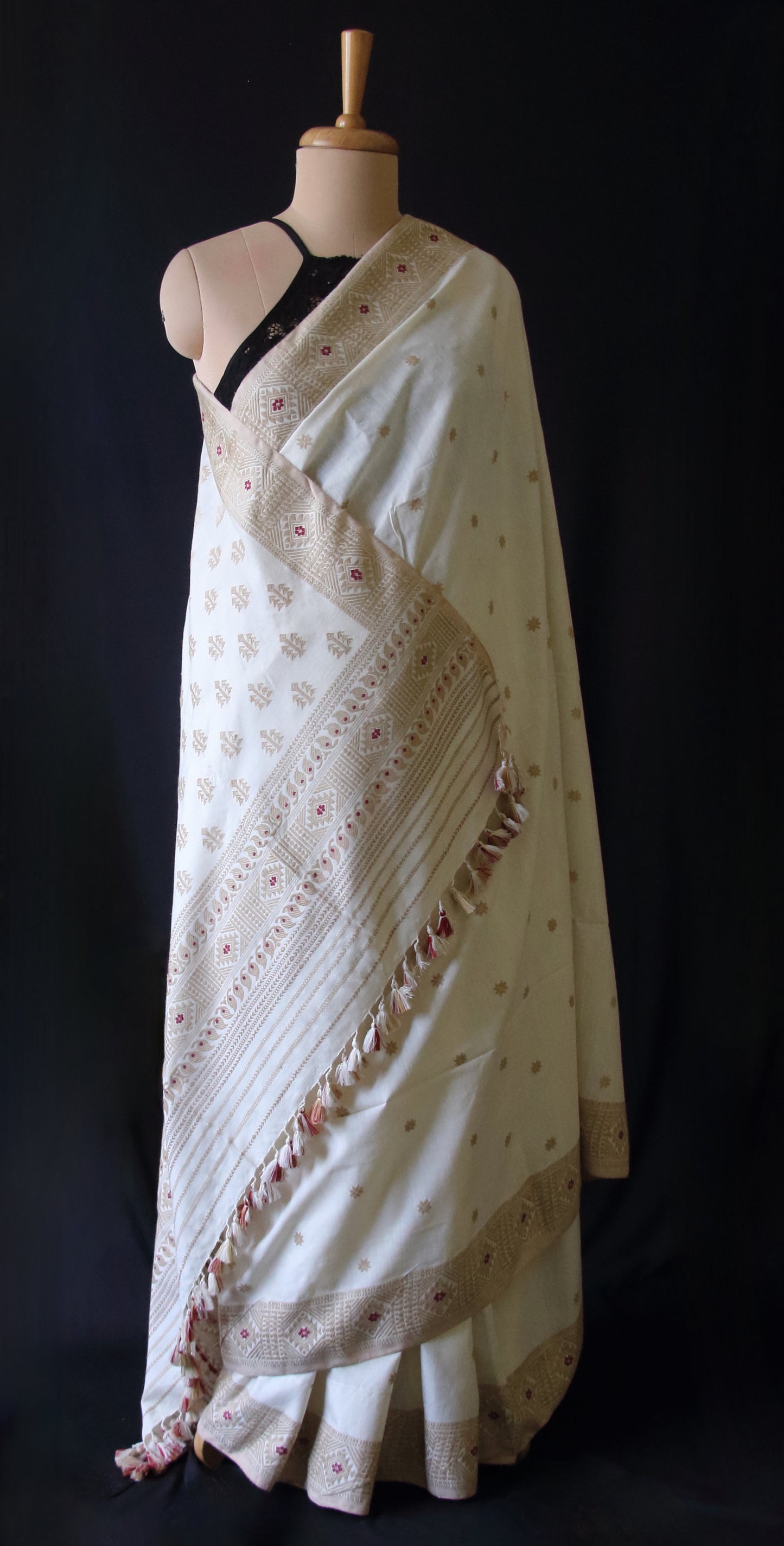 Eri Silk Saree in Natural Off White colour from Assam