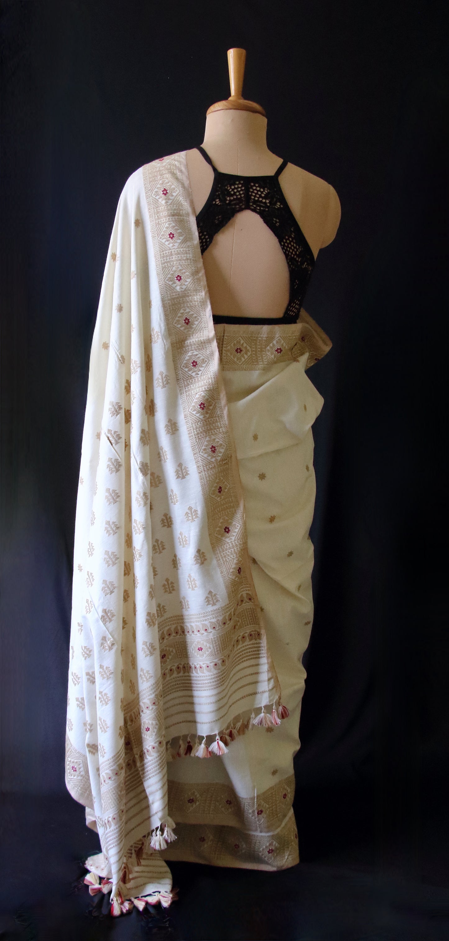 Eri Silk Saree in Natural Off White colour from Assam