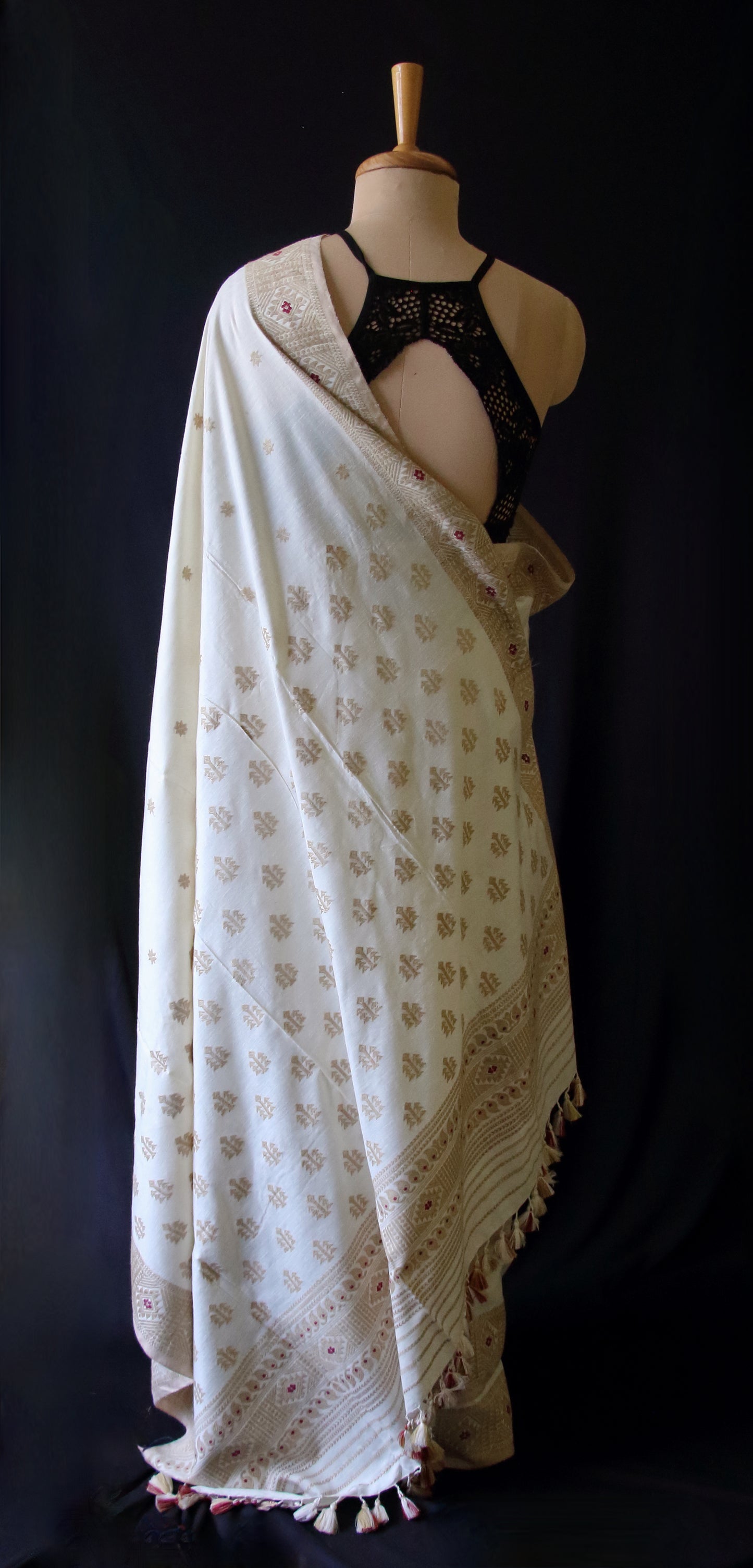 Eri Silk Saree in Natural Off White colour from Assam