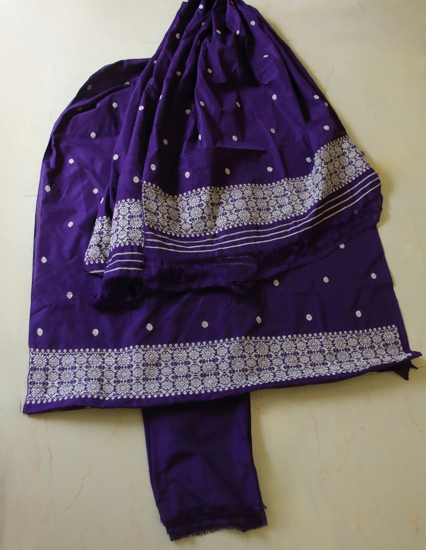 Handloom Assam Design Full Suit Set in Modal