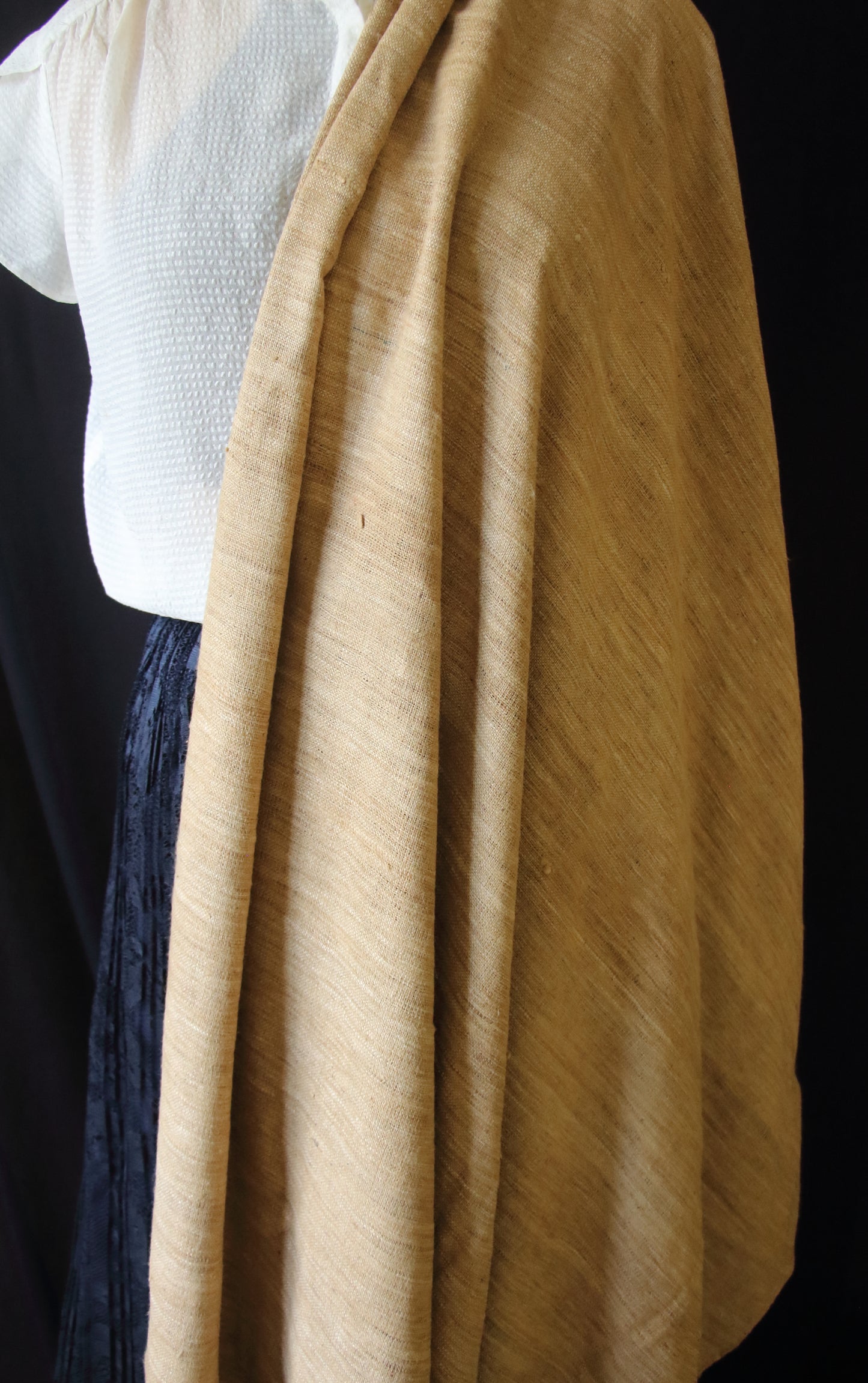 Oversized Handwoven Hand spun Muga Ghicha Silk Shawl from Assam