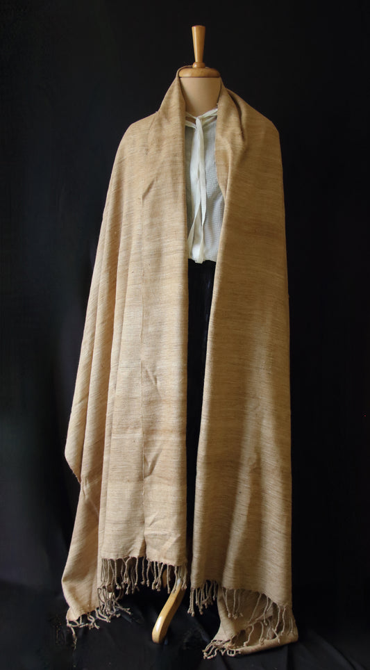 Oversized Handwoven Hand spun Muga Ghicha Silk Shawl from Assam