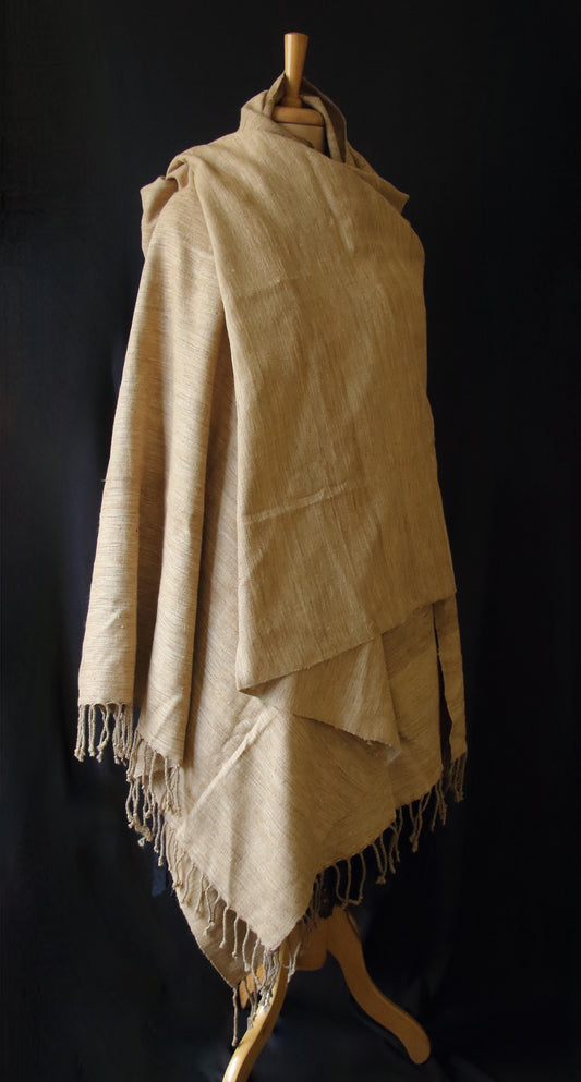 Oversized Handwoven Hand spun Muga Ghicha Silk Shawl from Assam