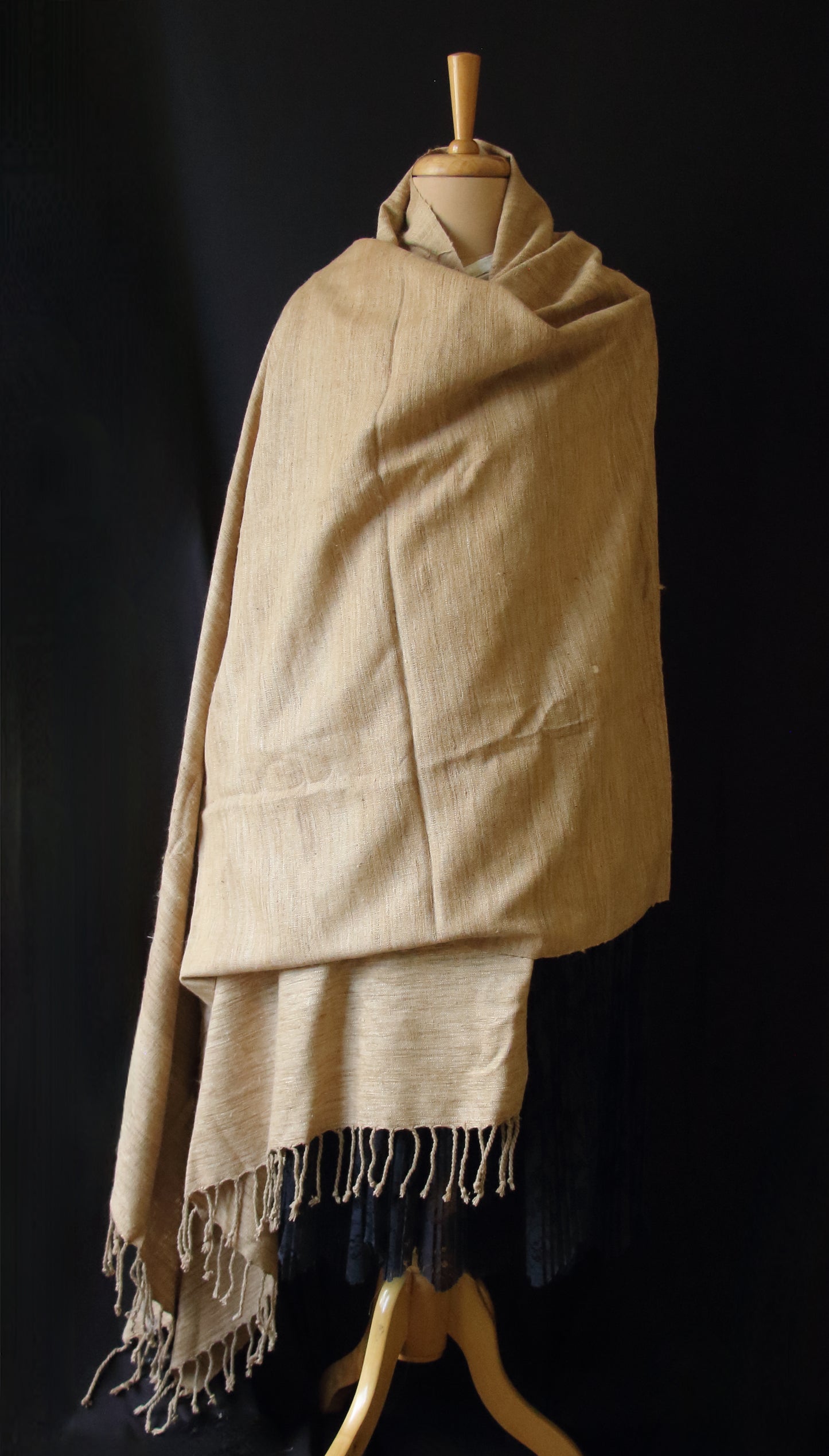 Oversized Handwoven Hand spun Muga Ghicha Silk Shawl from Assam
