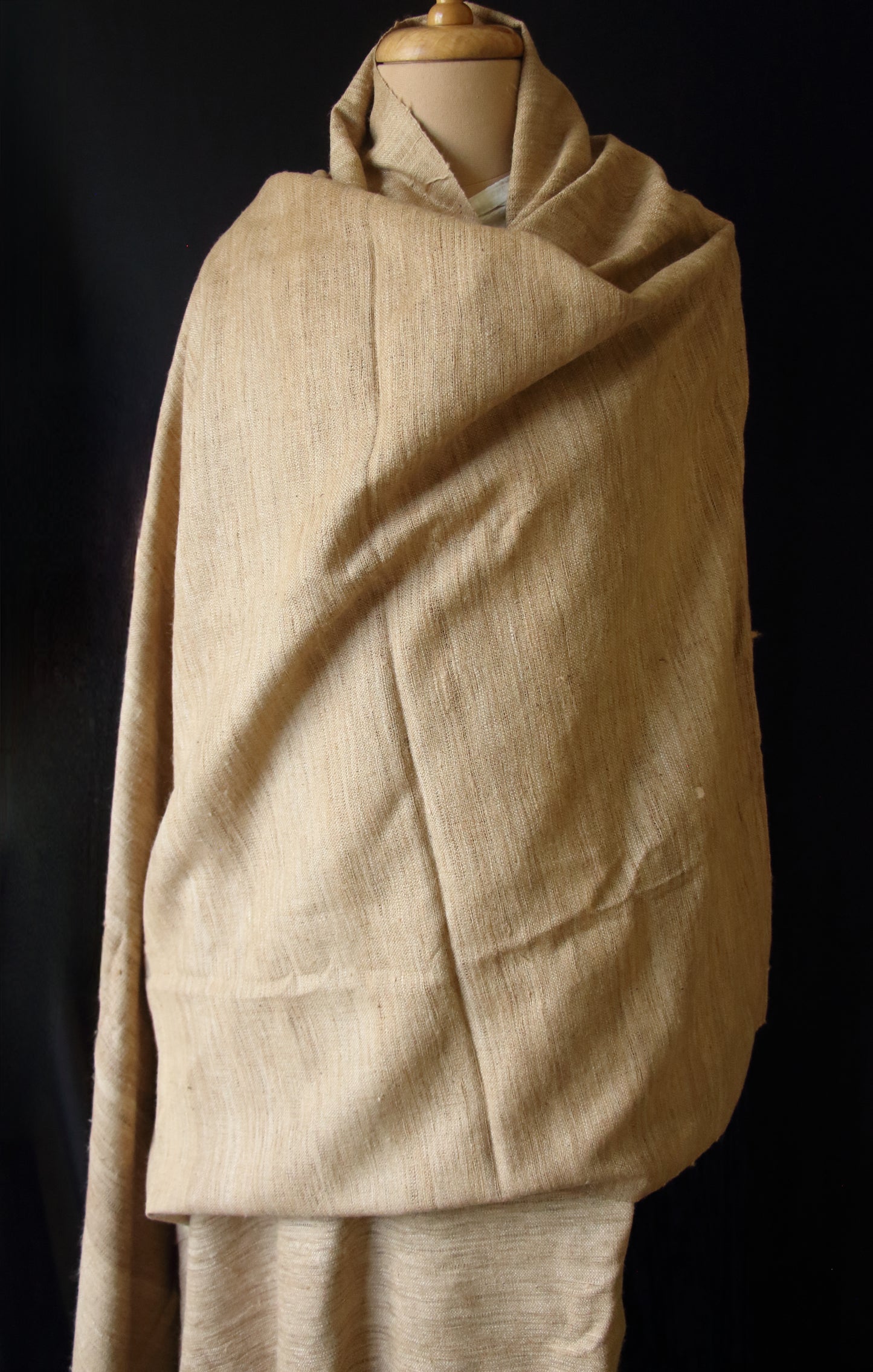 Oversized Handwoven Hand spun Muga Ghicha Silk Shawl from Assam