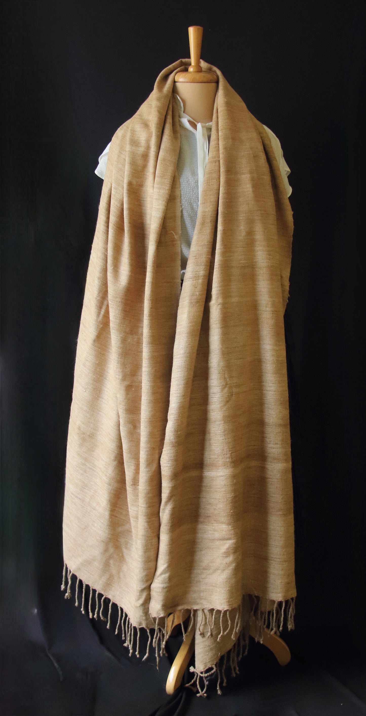 Oversized Handwoven Hand spun Muga Ghicha Silk Shawl from Assam