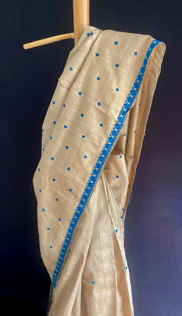 Handloom Traditional Design Muga Silk Saree from Assam