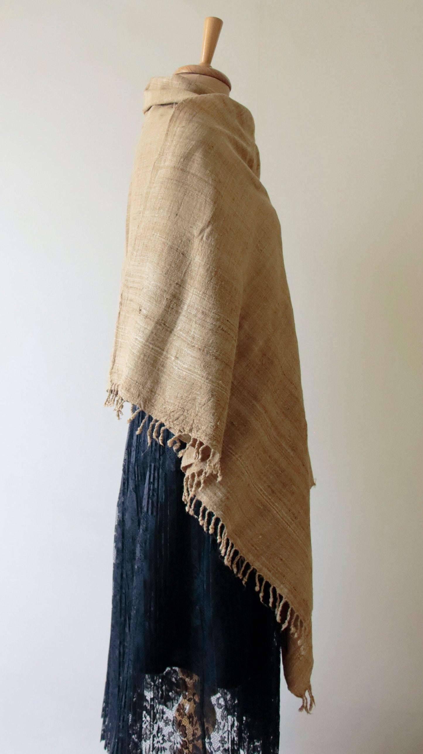 Handwoven Hand spun Muga Ghicha Silk Shawl from Assam