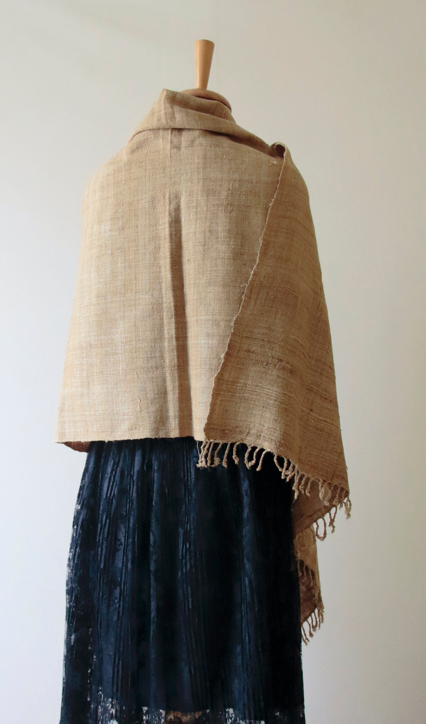 Handwoven Hand spun Muga Ghicha Silk Shawl from Assam