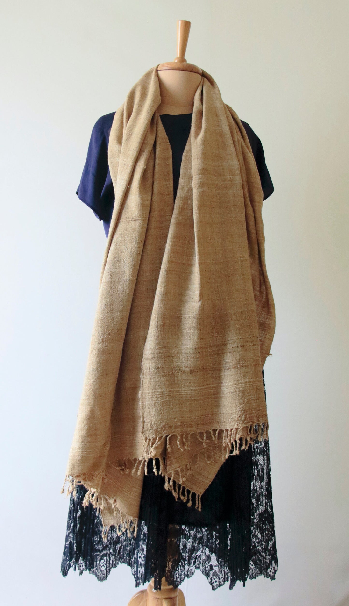 Handwoven Hand spun Muga Ghicha Silk Shawl from Assam