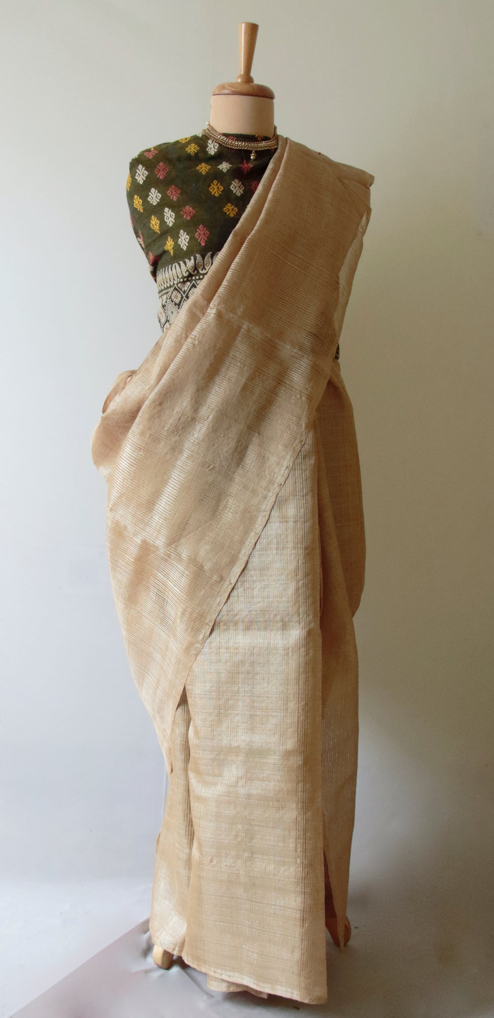 Golden Muga Silk Handloom Saree woven from Assam , India
