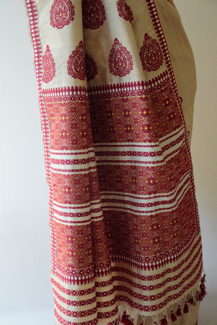 Handloom Authentic Muga Silk By Mulberry Silk Sari from Assam