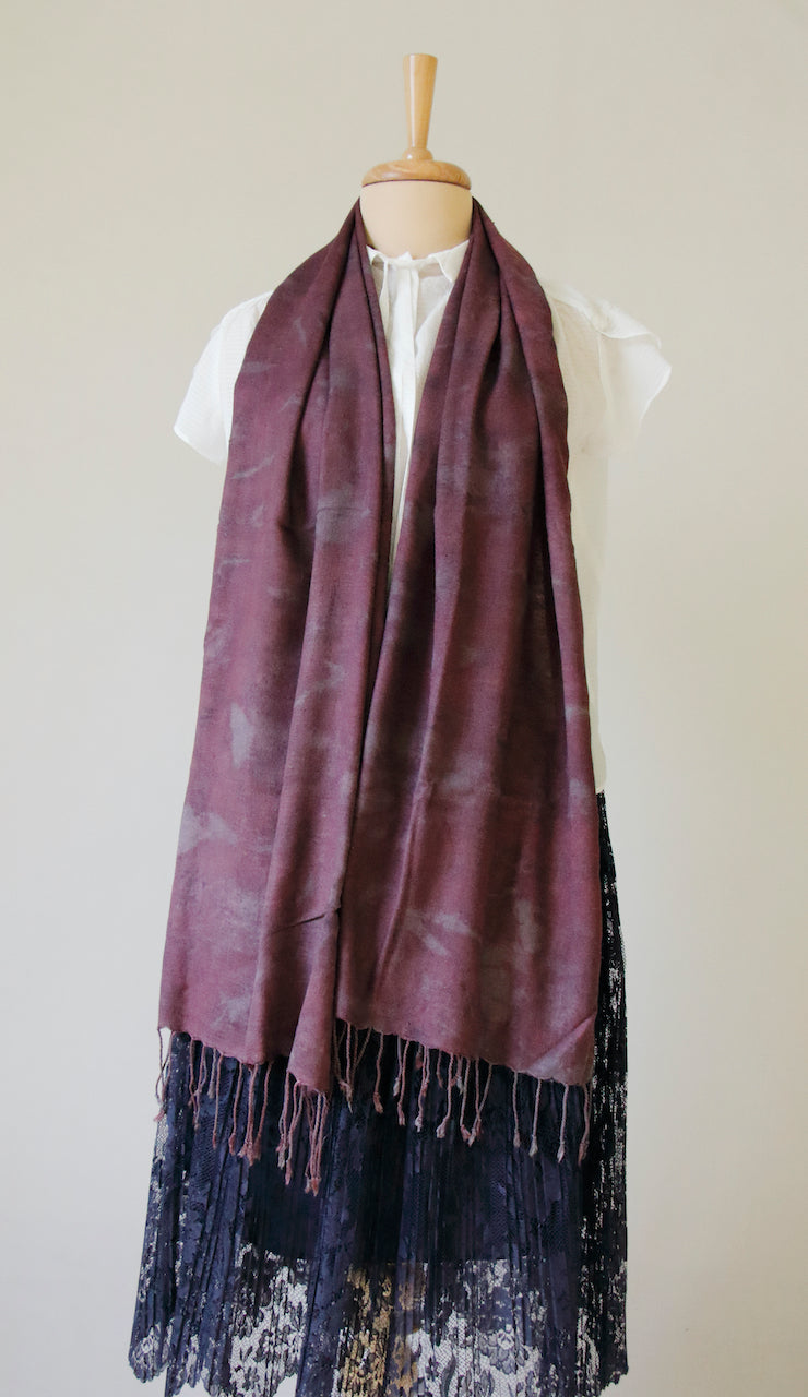 Tie & Dye Natural Dyed Eri Silk / ahimsa silk Stole from Assam