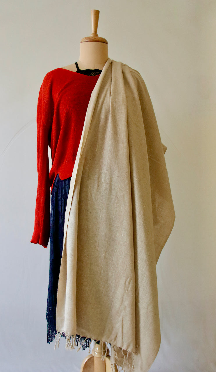 Handloom Red Eri Silk / Peace Silk Shawl from Assam , India