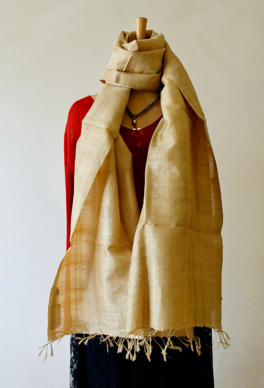 Hundred Percent Handwoven Muga Silk / Golden Silk Stole from Assam